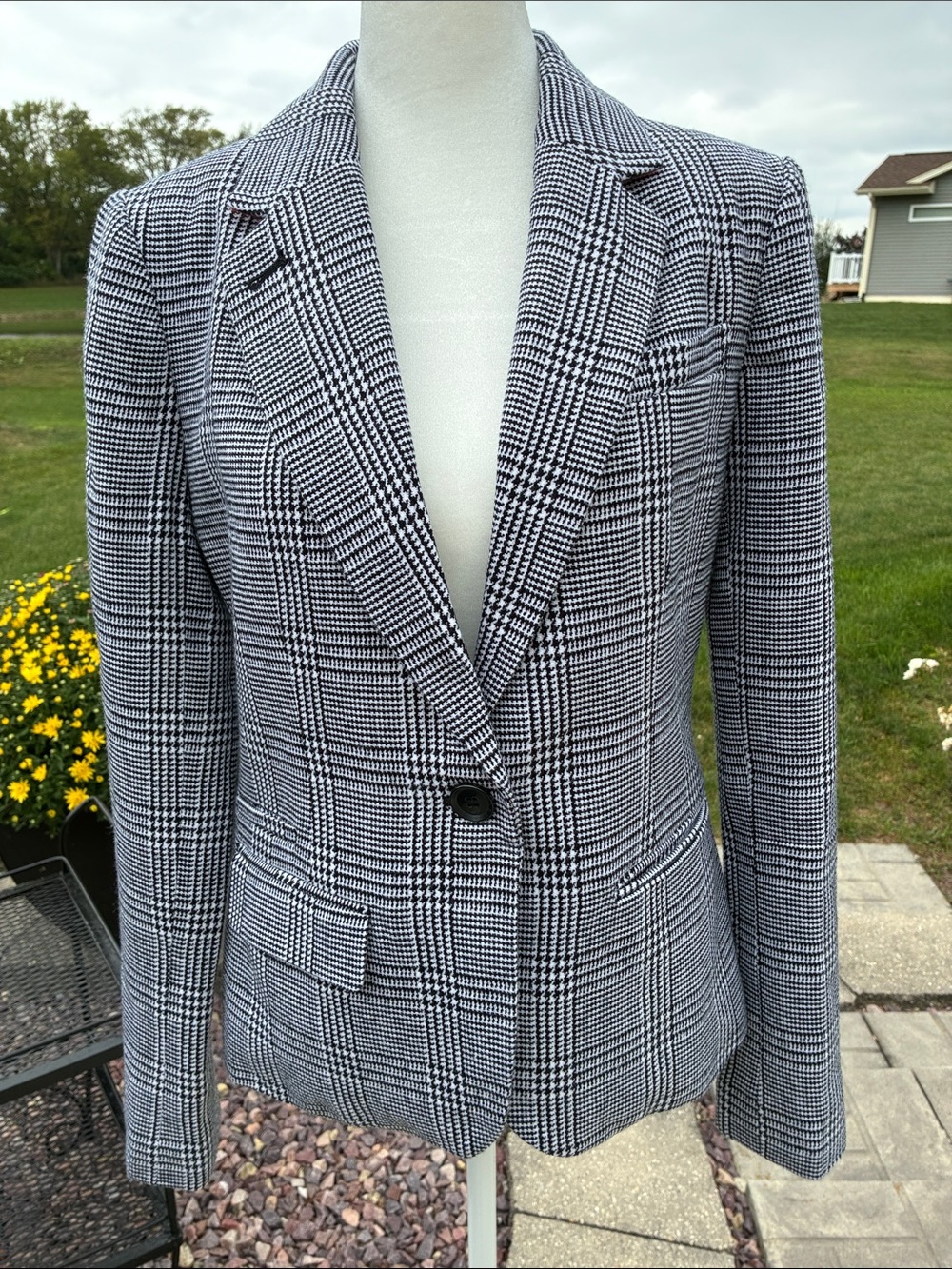 Merona Classic Black & White Glen Plaid Women's Blazer 6